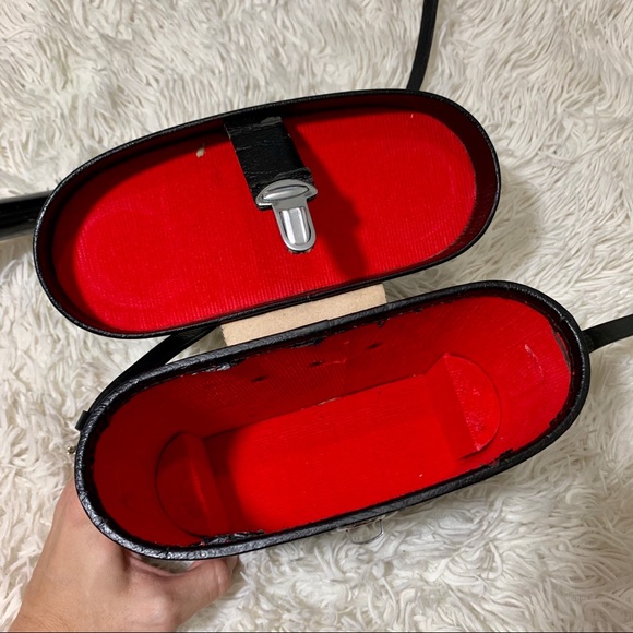 Vtg 70's Boho Chic Binocular Black Leather Case - Picture 13 of 14